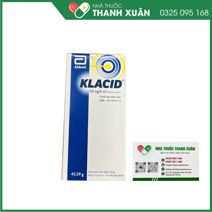 Klacid 125mg/5ml điều trị nhiễm khuẩn hô hấp, nhiễm khuẩn da và mô